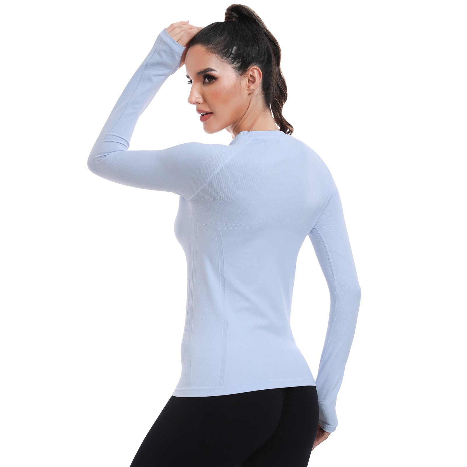 Seamless Workout Shirts for Women Long Sleeve