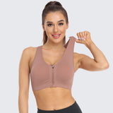 Zip Front Racerback Sports Bra Bean Paste