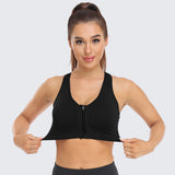 Zip Front Racerback Sports Bra Black
