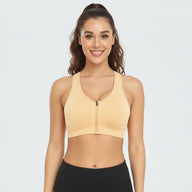 Zip Front Racerback Sports Bra Flesh
