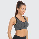 Zip Front Racerback Sports Bra Grey