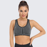 Zip Front Racerback Sports Bra Grey