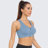 Zip Front Racerback Sports Bra Light Blue