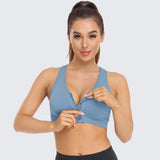 Zip Front Racerback Sports Bra Light Blue