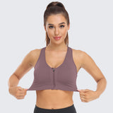 Zip Front Racerback Sports Bra Light Purple