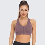 Zip Front Racerback Sports Bra Light Purple