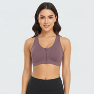 Zip Front Racerback Sports Bra Light Purple