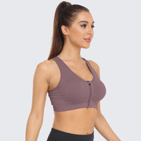 Zip Front Racerback Sports Bra Light Purple