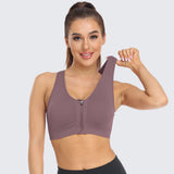 Zip Front Racerback Sports Bra Light Purple